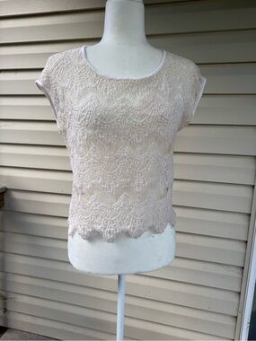 Chloe K Lace Overlay Top